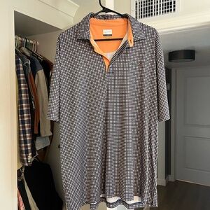 Greg Norman Collection Navy and White Patterned Polo